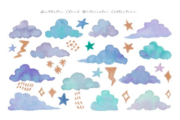 Aesthetic Blue Cloud Shape Watercolor for Editorial & Blog Design