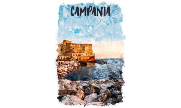 Capturing European Charm with Campania Europe Watercolor Poster