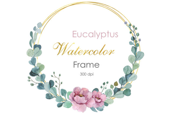 Elegant Watercolor Eucalyptus Wreath Clipart Png for Soft Branding and Illustrations