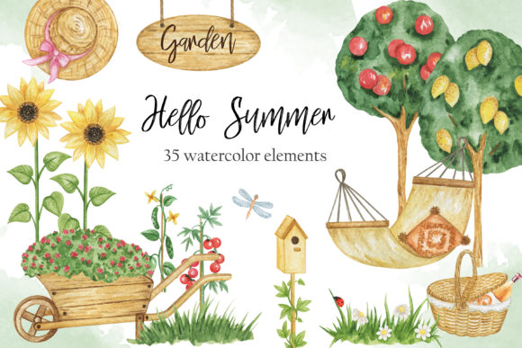 Evaluating Watercolor Summer Garden Clipart for Local Business Branding