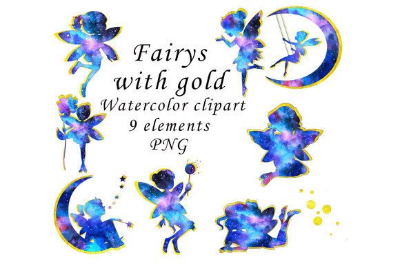 Fairies Watercolor Png for Branding & Marketing Illustrations