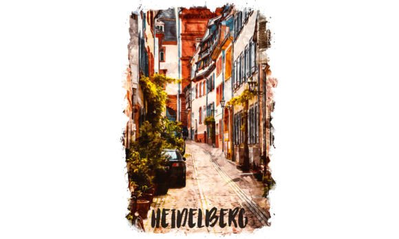 Heidelberg Europe Watercolor Poster: A Fresh Illustration for Modern Branding