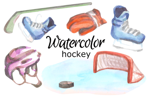 Hockey Watercolor Clip Art for Creative Sellers and Illustrations