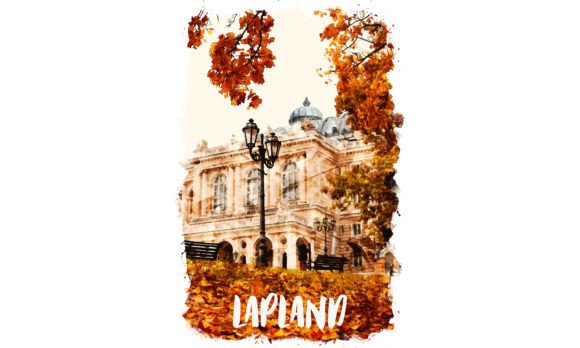 Lapland Europe Watercolor Poster Illustrations for Real Crafting Magic