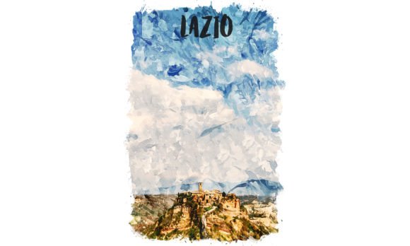 Lazio Europe Watercolor Poster Review for Embroidery Use