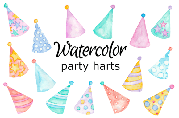 Party Hats Watercolour Clipart Brings Playful Charm to Client Design Projects