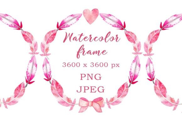 Pink Watercolor Frame Illustrations for Crafters & Handmade Business Owners