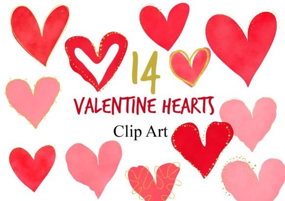 Red Heart Watercolor Clipart for Editorial & Web Design Projects