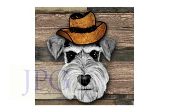 Schnauzer Dog Watercolor Print Cowboy Illustrations for Etsy & Digital Sellers
