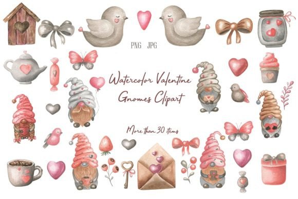 Valentine's Day Love Watercolor Illustrations