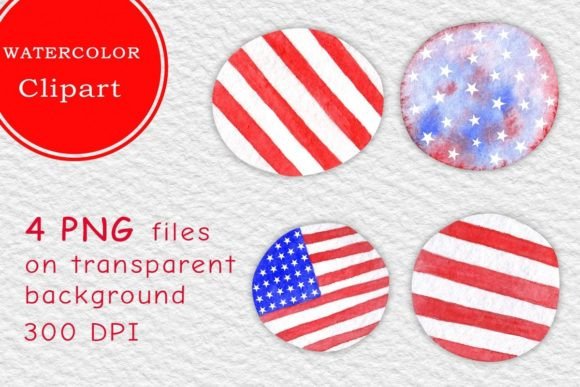 Watercolor American Clipart PNG: A Fresh Illustration for Modern Branding