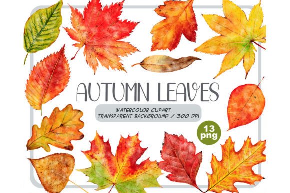 Watercolor Autumn Leaves Clipart Set for Crafting & Handmade Business