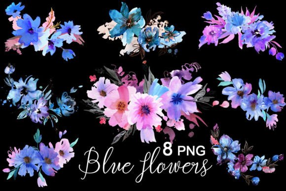 Watercolor Blue Flowers PNG: A Fresh Illustration for Blog and Editorial Design