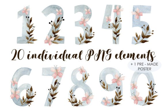 Watercolor Blue Numbers Clipart: Illustrations That Elevate Brand Storytelling