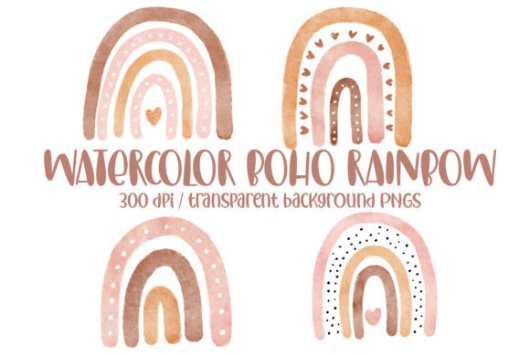 Watercolor Boho Rainbow PNG Clipart: A Fresh Illustration for Blog & Editorial Design