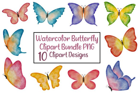 Watercolor Butterfly Clipart Bundle PNG for Real Crafting and Handmade Business