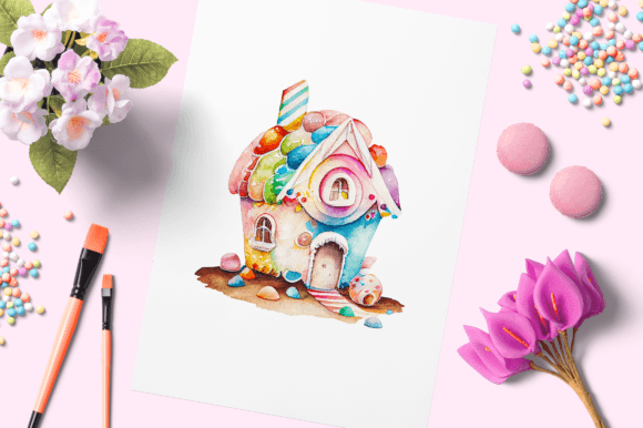 Watercolor Candy House 5 Illustrations for Real Crafting Magic