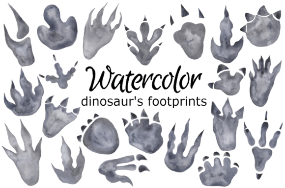 Watercolor Dinosaur Footprints Illustrations: A Fresh Visual Touch for Creative Blogs