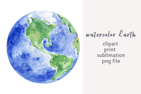 Watercolor Earth Day Clipart for Handmade Crafting & Cricut Design