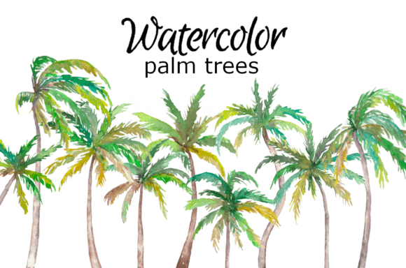 Watercolor Illustrations: Palm Trees Art for Lifestyle Blogging and Editorial Design