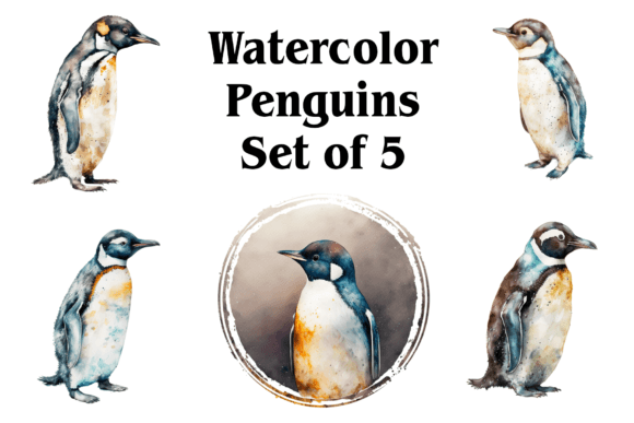 Watercolor Penguins: Charming Illustrations for Playful Branding and Creative Projects