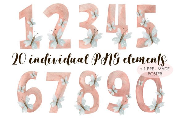 Watercolor Pink Numbers Clipart: A Versatile Illustration for Bloggers and Digital Publishers