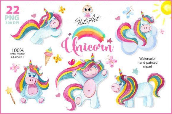 Watercolor Unicorn Clipart for Illustrations & Crafting Magic