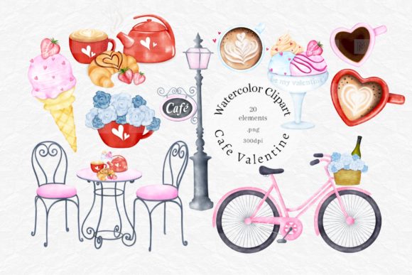 Watercolor Valentines Day Coffee Illustrations for Heartfelt Branding