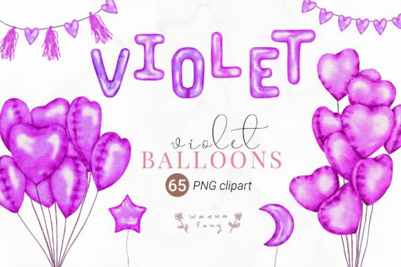 Watercolor Violet Balloons Clipart, PNG Review for Real Embroidery Use